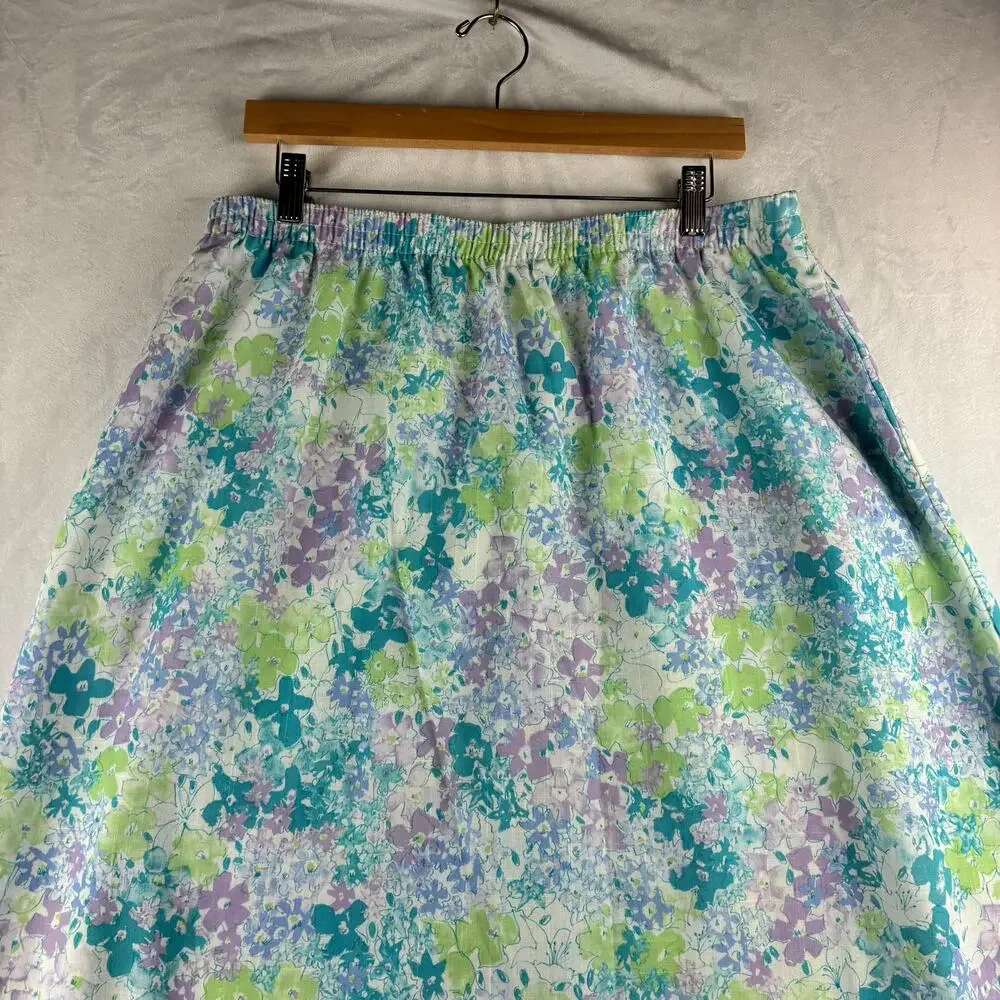 Vintage Folio Pull On A-Line Floral Skirt Womens 36 Cottagecore Romantic Garden